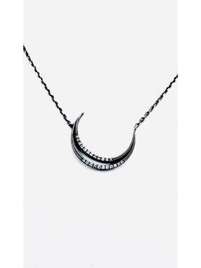 Shane Co. 2 - diamond crescent moon sterling silver chain pendant necklace